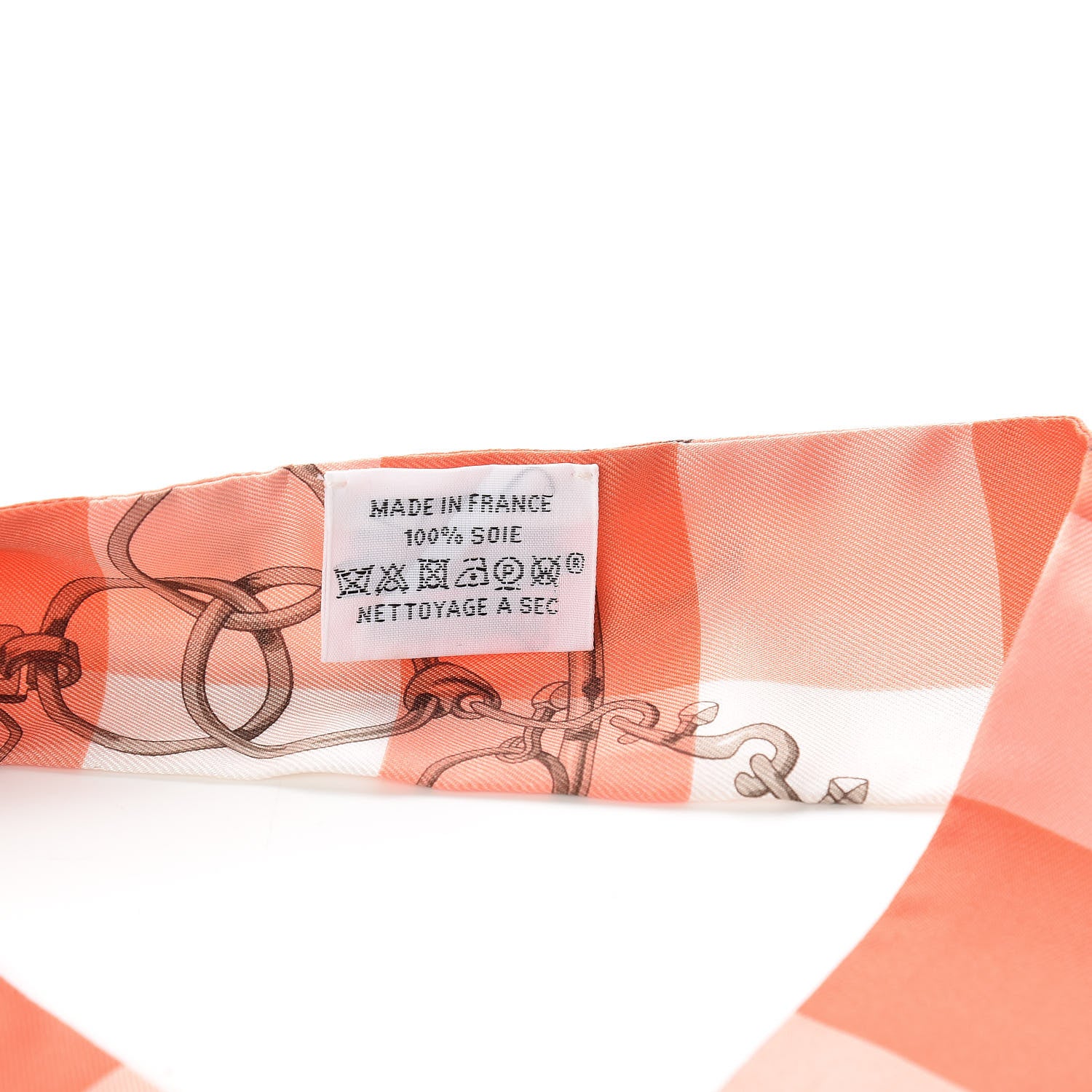 Hermes Silk Mors Et Gourmettes Vichy Twilly Saumon Citron Blanc 3 of 8