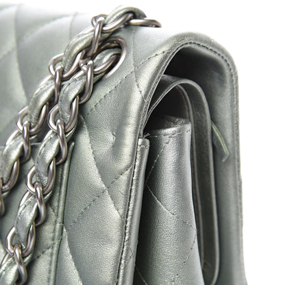 Chanel Metallic Lambskin Quilted Jumbo Double Flap Green 9 of 16
