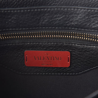 Valentino Garavani Pebbled Calfskin Medium Rockstud Flap Saddle Bag Black 6 of 8