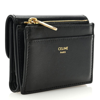 Celine Calfskin Compact Triomphe Wallet With Coin Purse Black 3 of 6