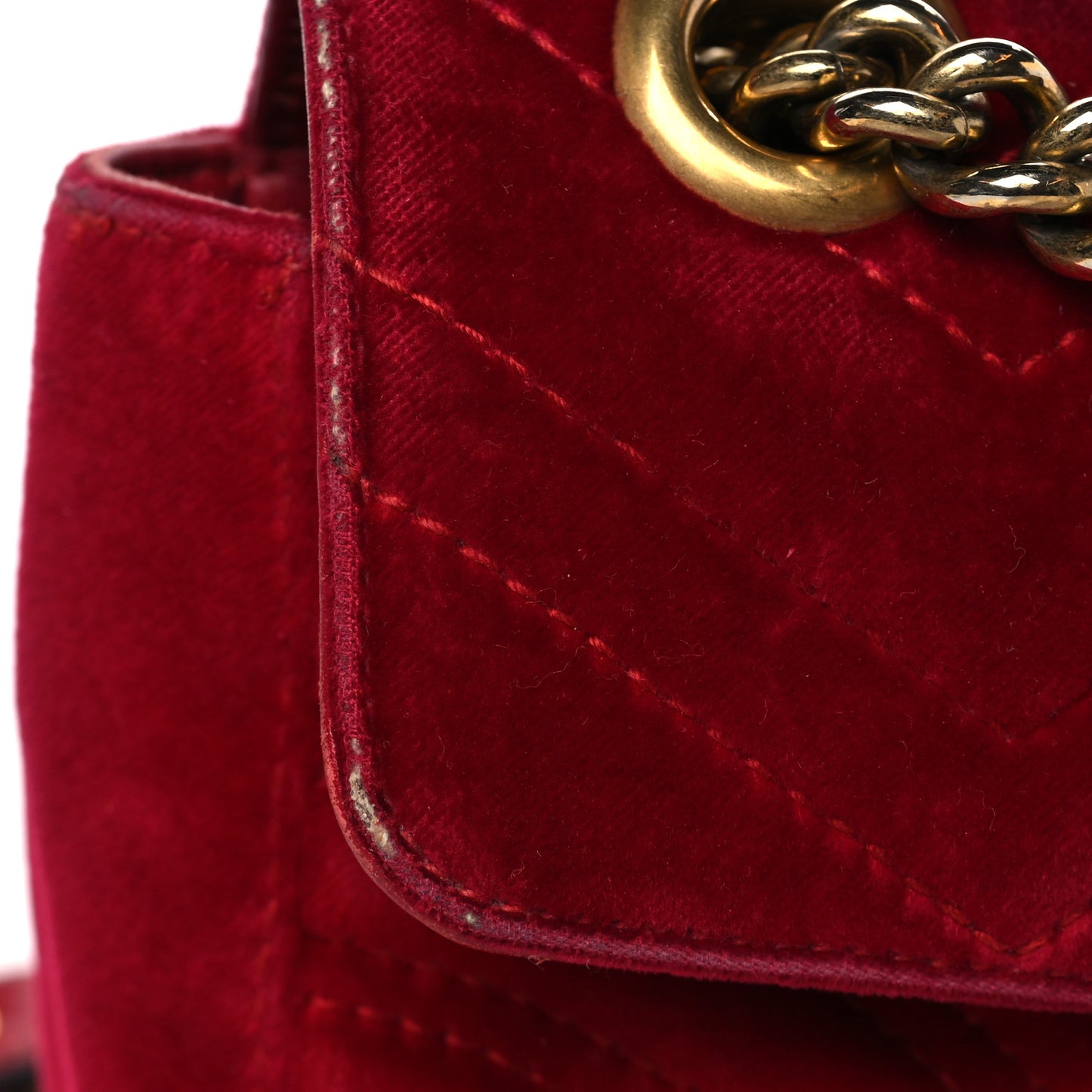 Velvet Matelasse Mini GG Marmont Shoulder Bag Hibiscus Red