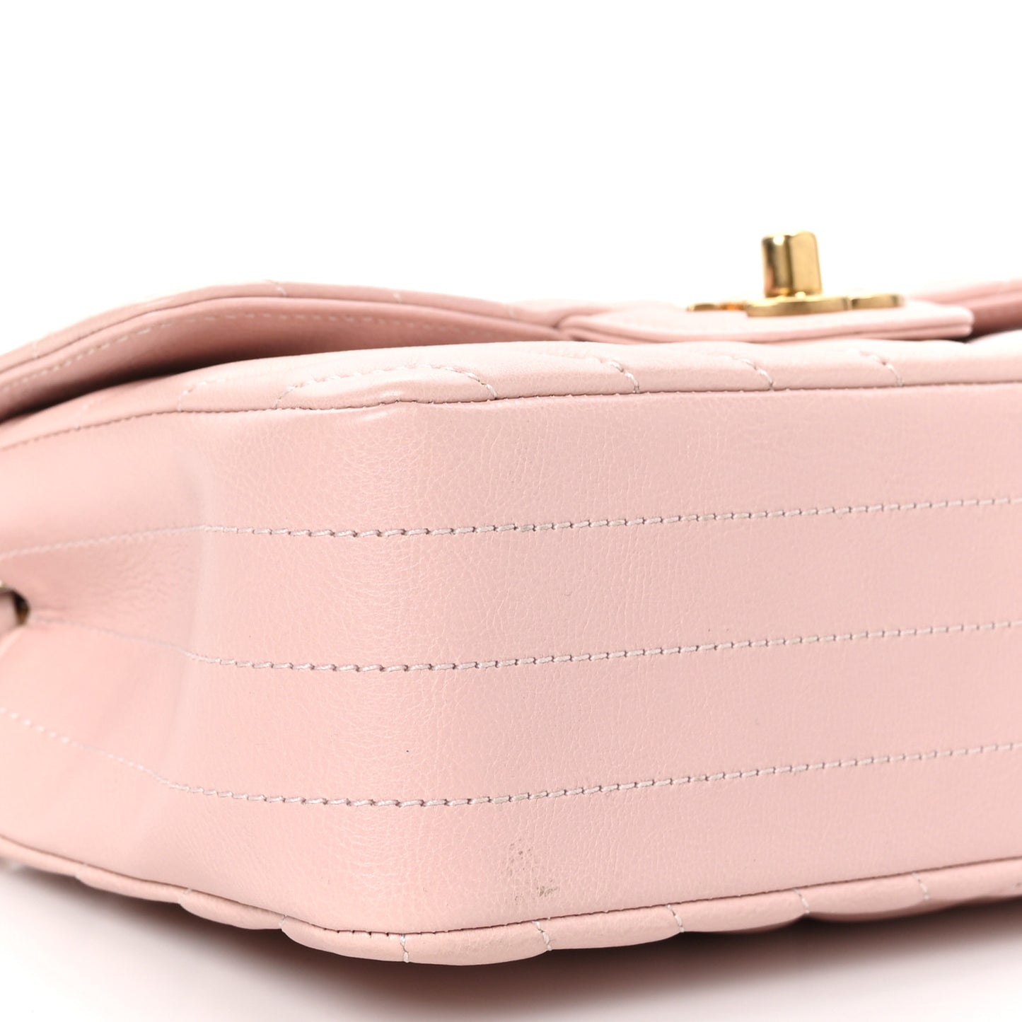 Calfskin Chevron Quilted Mini Rectangular Flap Light Pink