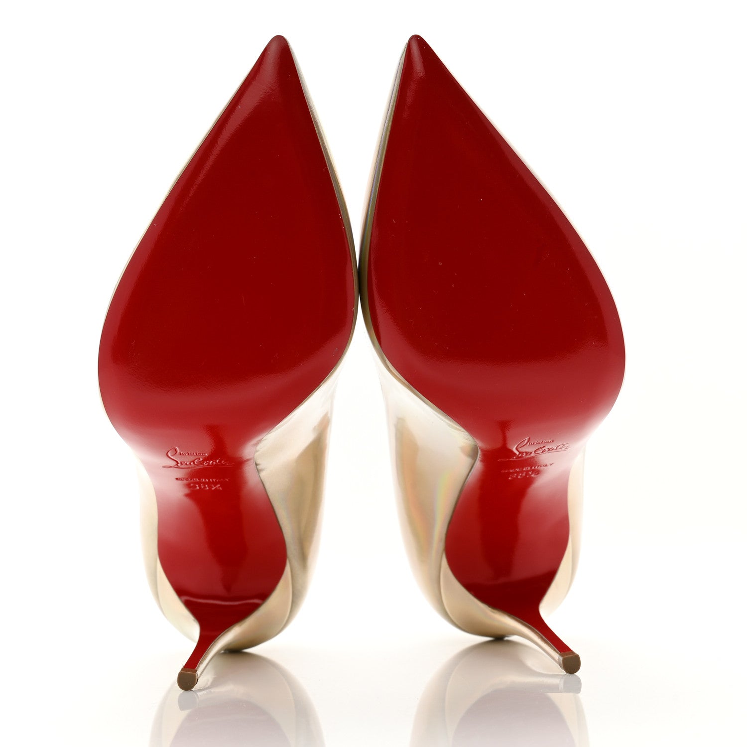 Christian Louboutin Metallic Patent Psychic Hot Chick 100 Pumps 38.5 Platine 5 of 10