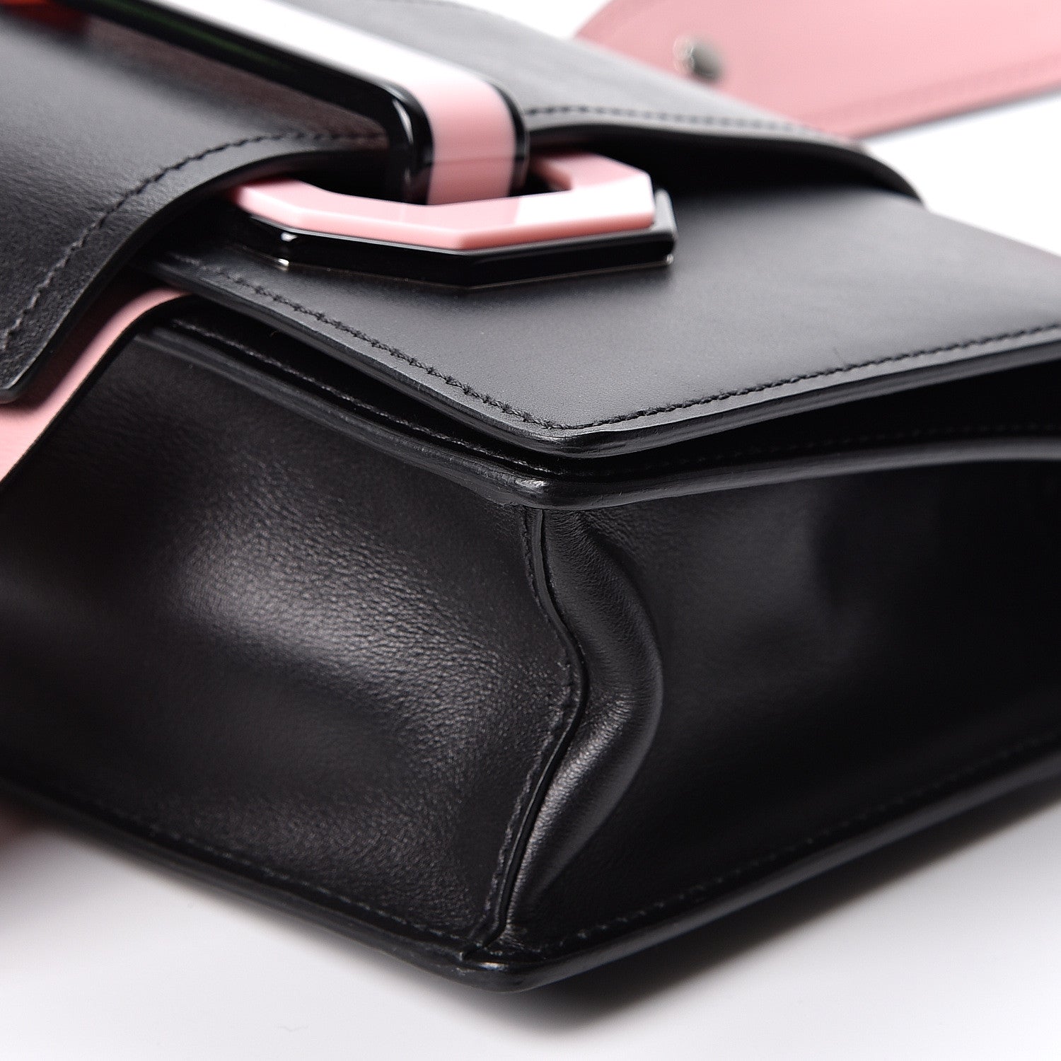 Prada City Calf Plex Ribbon Bag Black Rosa 8 of 8