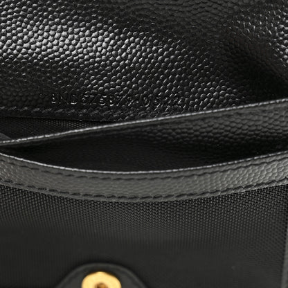 Saint Laurent Grain De Poudre Matelasse Chevron Monogram Zipped Card Case Black 7 of 8