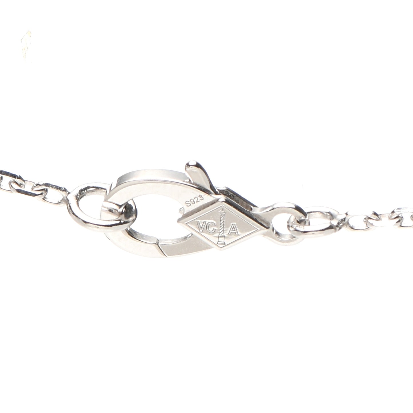 18K White Gold Mother of Pearl Vintage Alhambra Pendant Necklace