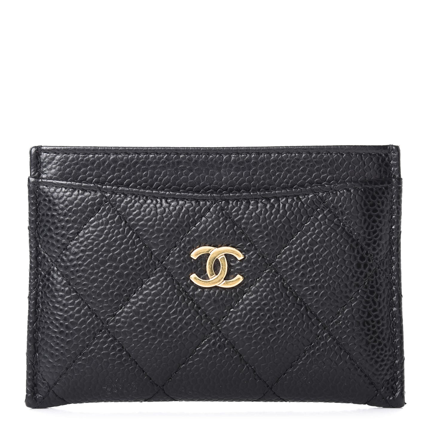 Caviar Quilted Card Holder Black