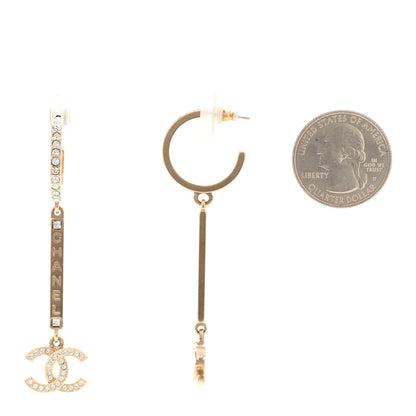 Chanel Crystal Lock Symbols Logo CC Hoop Drop Earrings Gold 2 of 5