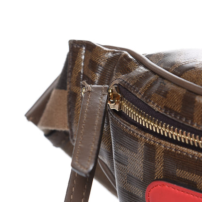 Fendi X FILA Glazed Fabric Vitello Century FF 1974 Mania Belt Bag Mogano Panna Blueberry 10 of 10