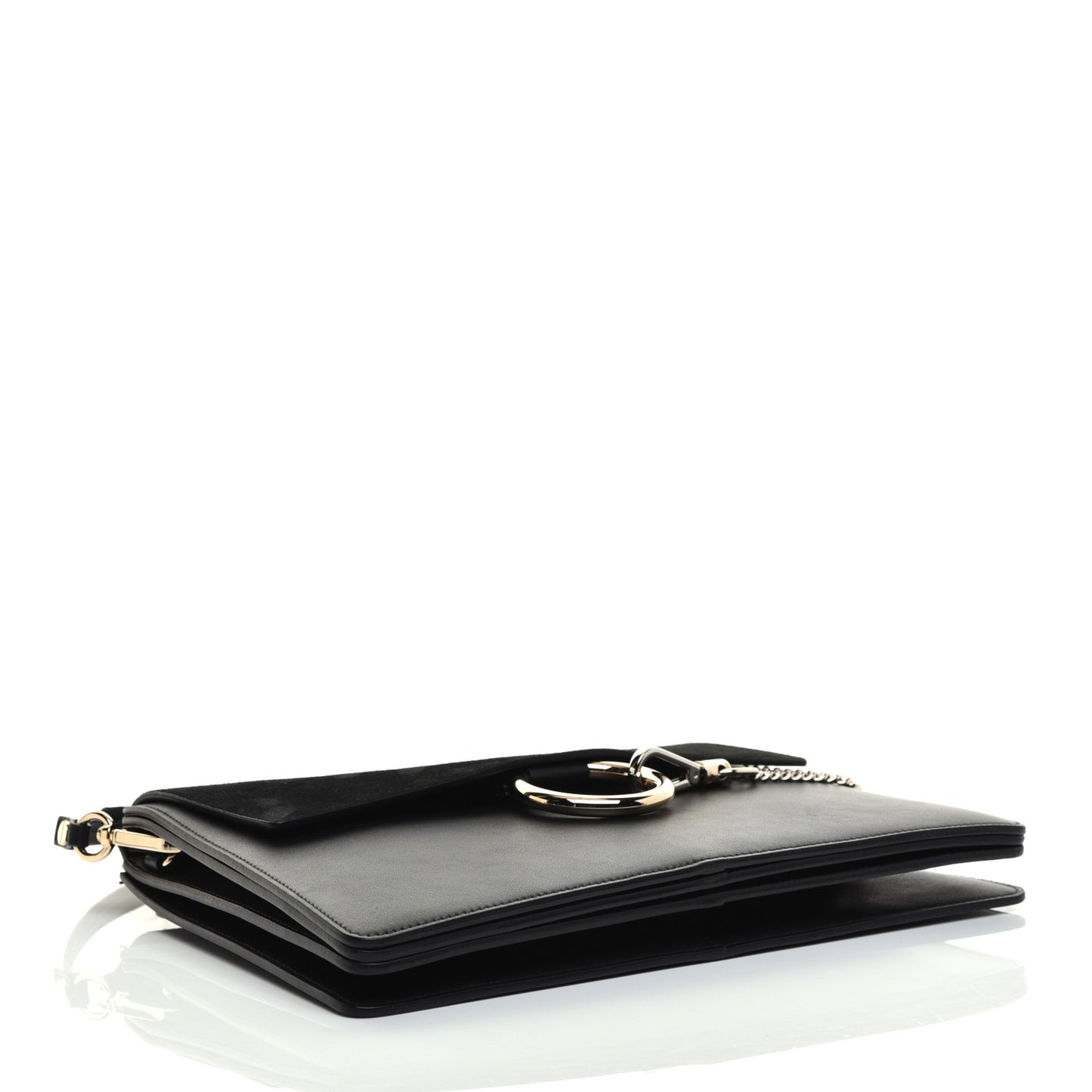 Suede Calfskin Medium Faye Shoulder Bag Black