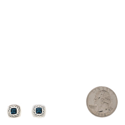 David Yurman Sterling Silver Hampton Blue Topaz 5mm Cable Classics Stud Earrings 2 of 5