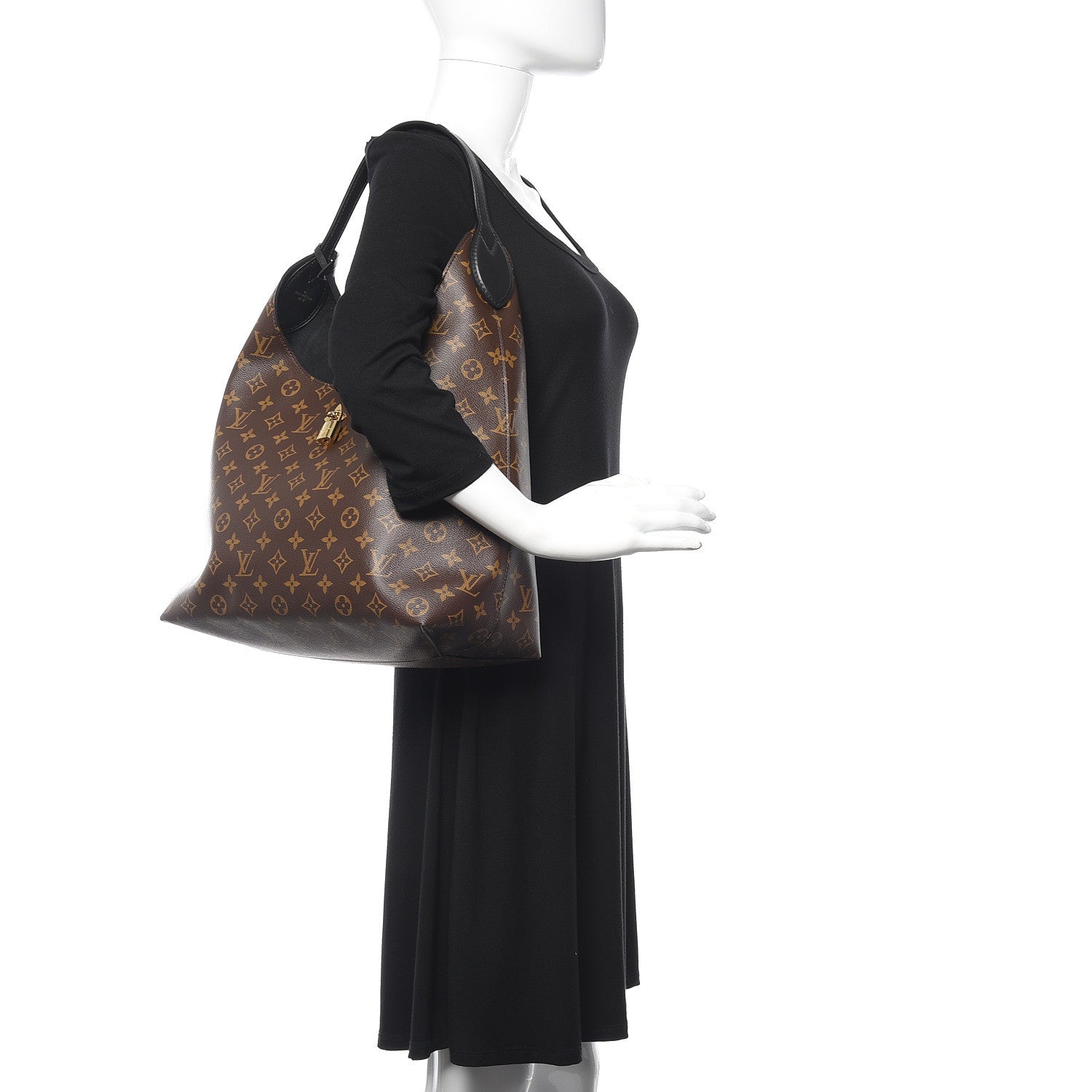 Louis Vuitton Monogram Flower Hobo Black 2 of 9