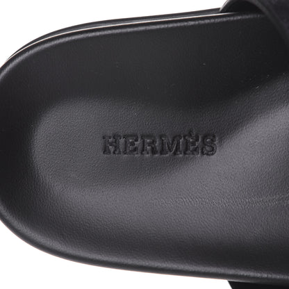 Hermes Suede Goatskin Womens Chypre Sandals 37 Black 9 of 11