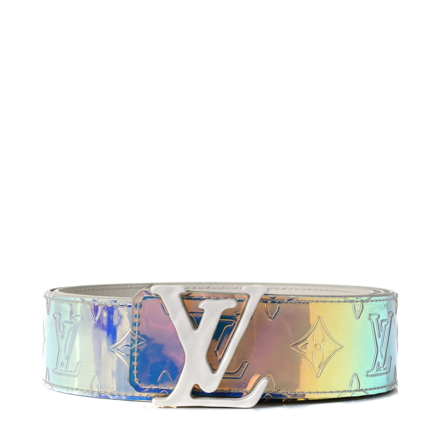 PVC Monogram 40mm LV Initiales Reversible Belt 100 40 Iridescent Prism
