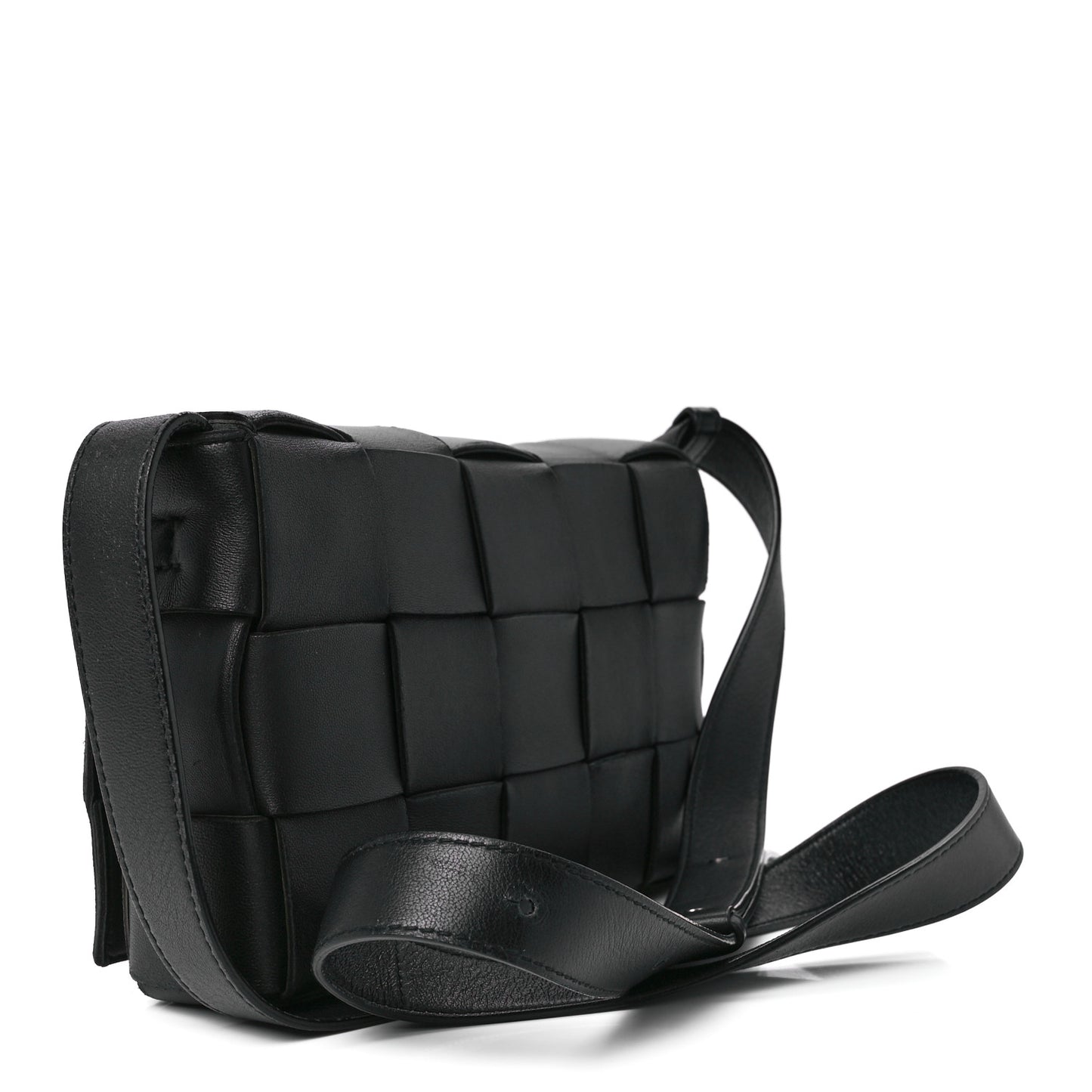 Lambskin Maxi Intrecciato Cassette Crossbody Bag Black