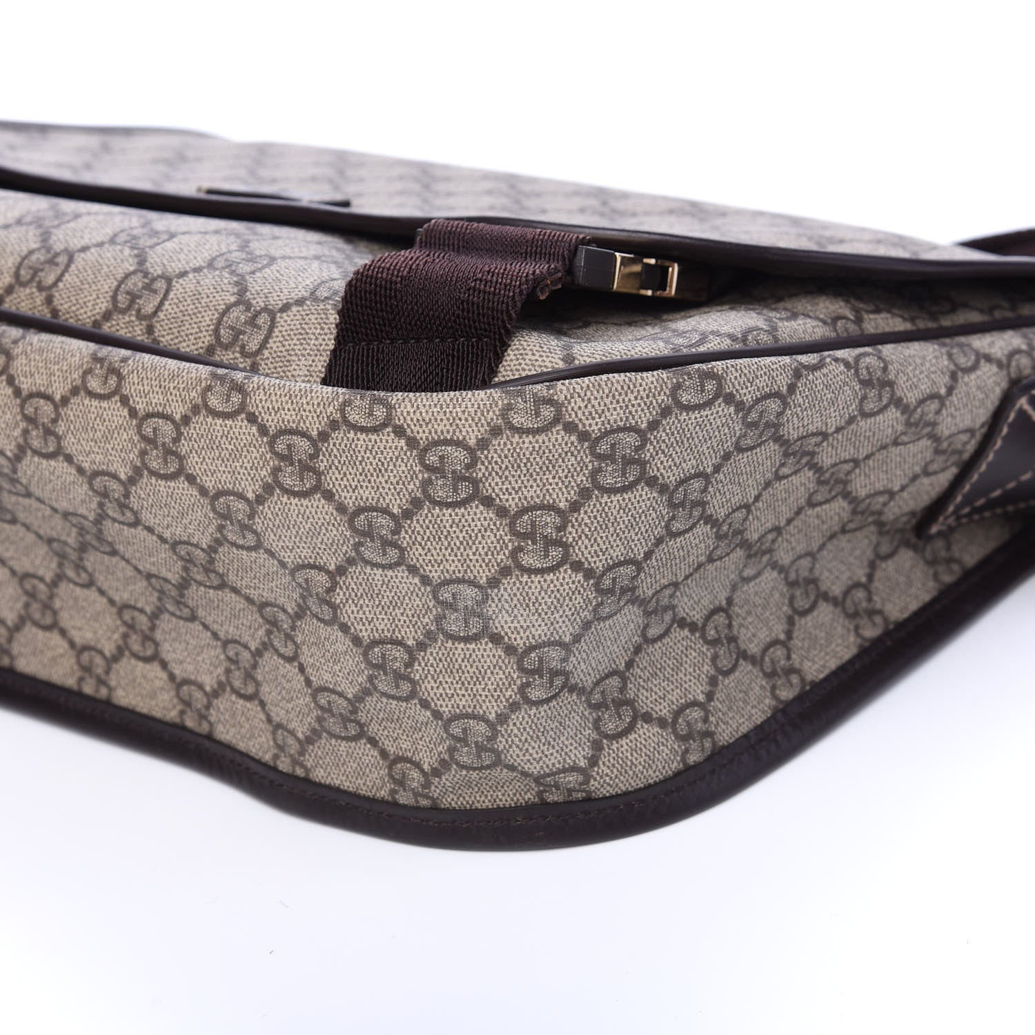 Gucci GG Plus Monogram Medium Double Buckle Flap Messenger Bag Beige Dark Brown 8 of 9