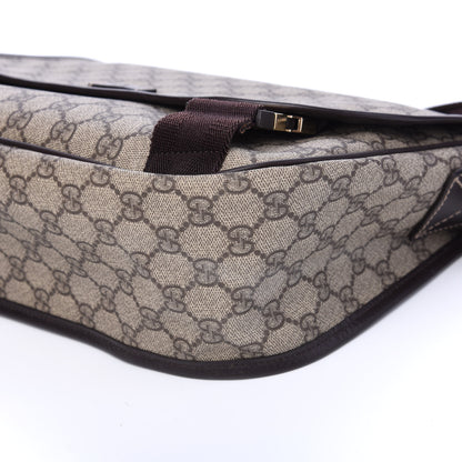 Gucci GG Plus Monogram Medium Double Buckle Flap Messenger Bag Beige Dark Brown 8 of 9