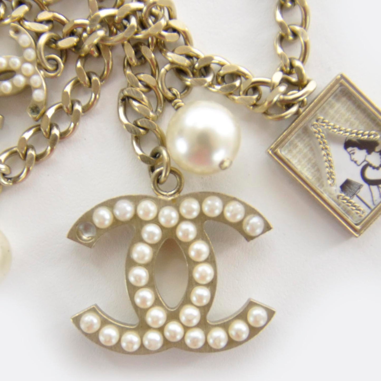 Pearl Clock CC Charms Coco Time Belt Gold