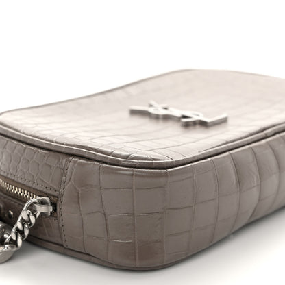 Saint Laurent Calfskin Crocodile Embossed Monogram Mini Lou Camera Bag Fog 8 of 9