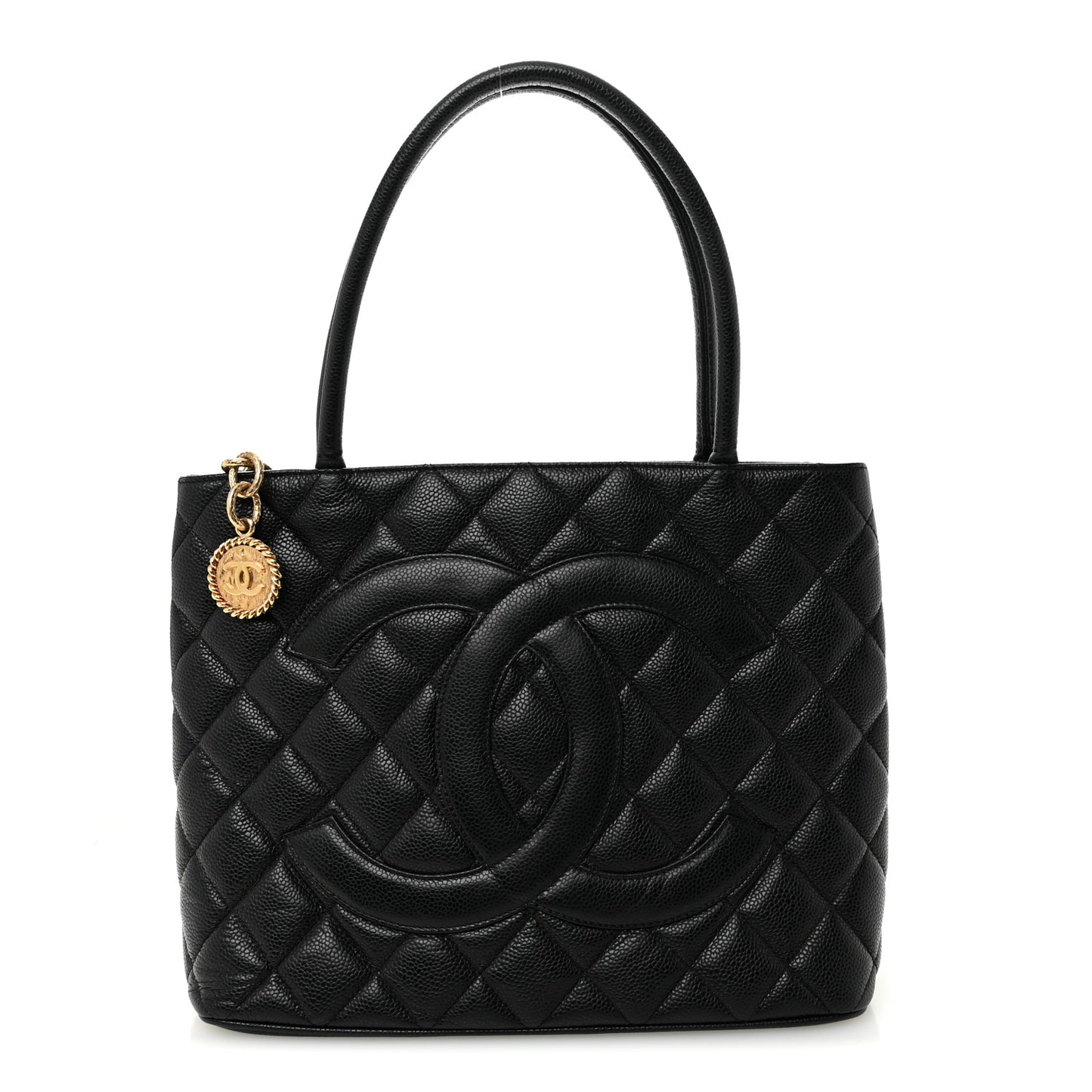 Caviar Quilted Medallion Tote Black