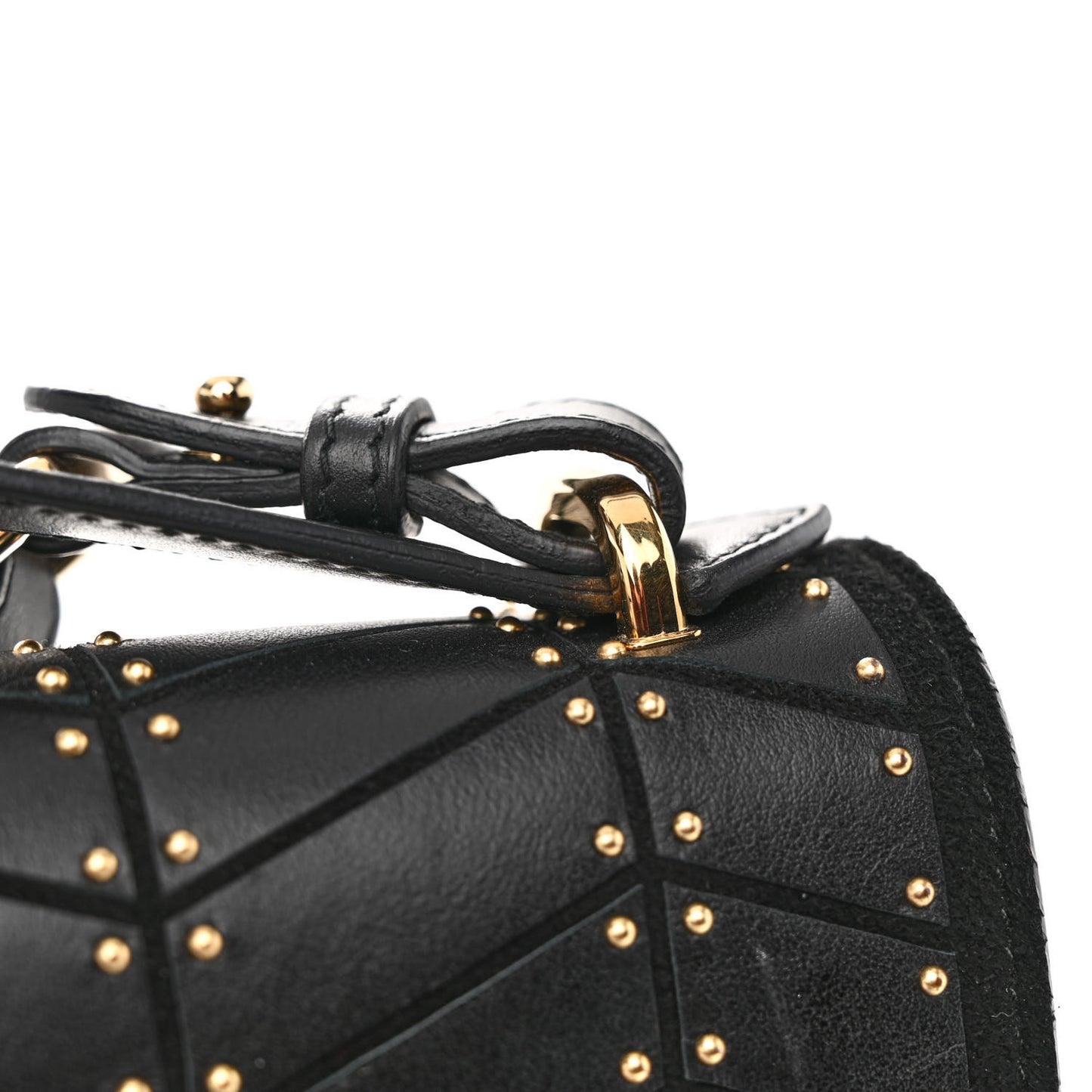 Calfskin Suede Studded Aileen Shoulder Bag Black