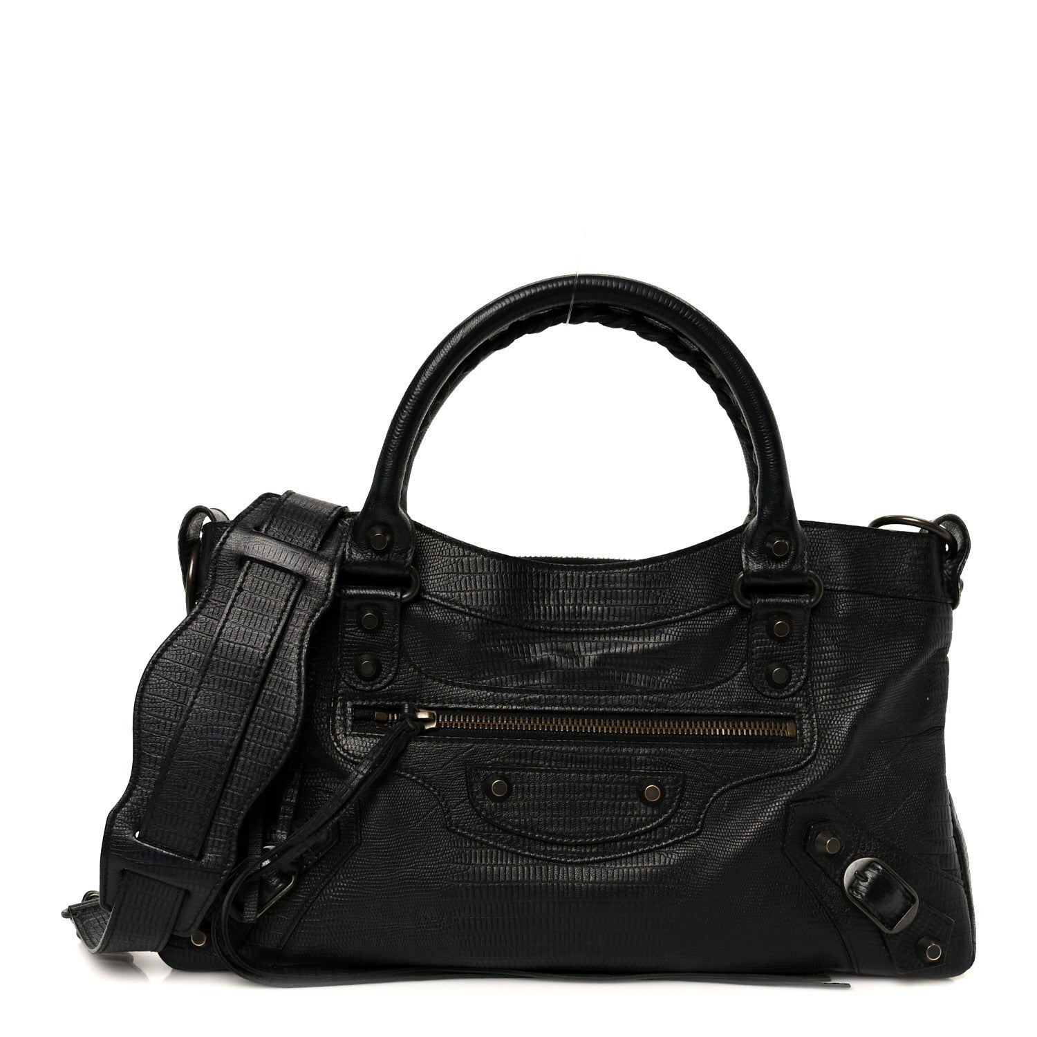 Balenciaga Lizard Embossed First Black 1 of 9