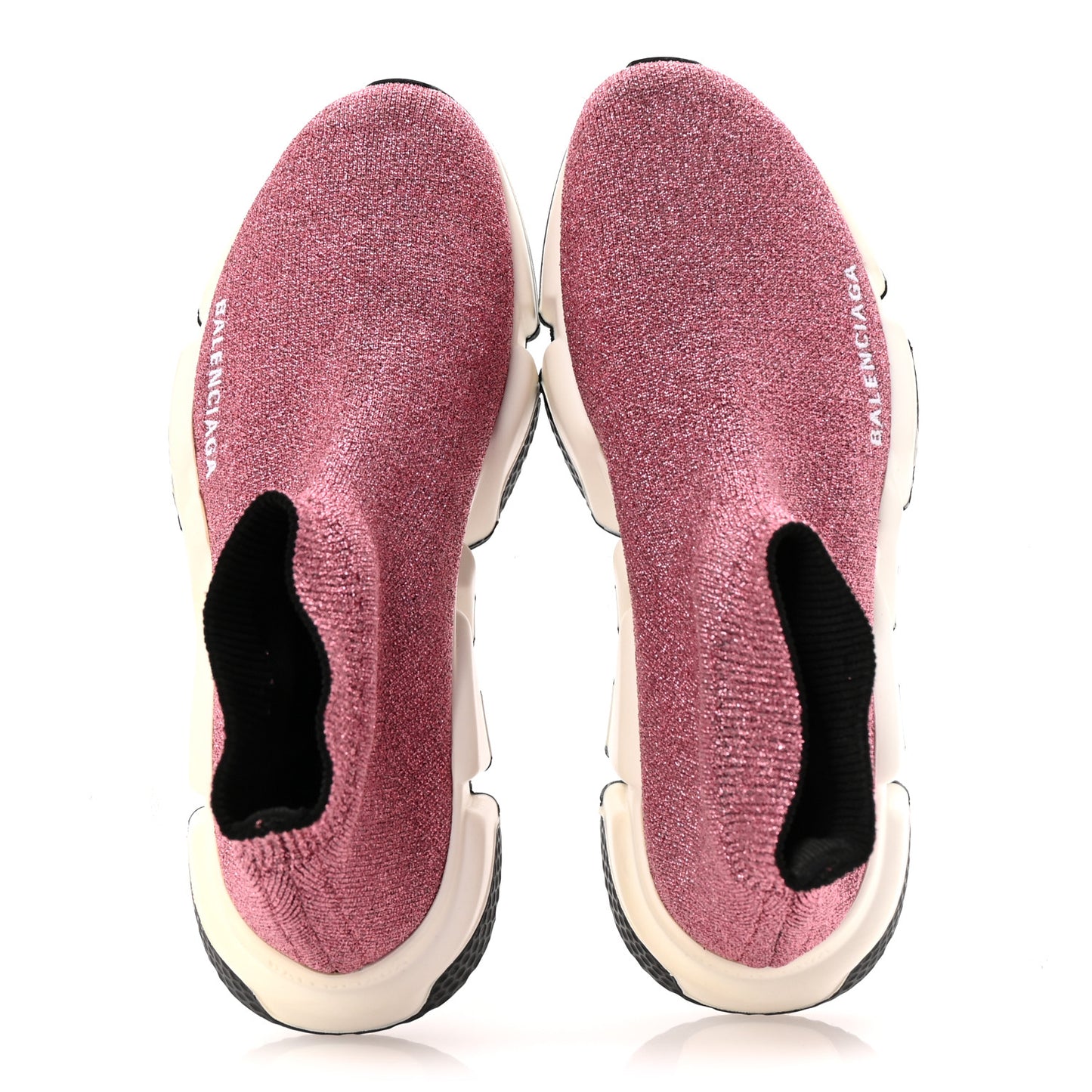 Laminated Knit Bi-Color Sole Womens Speed Sneakers 37 Pink White Black