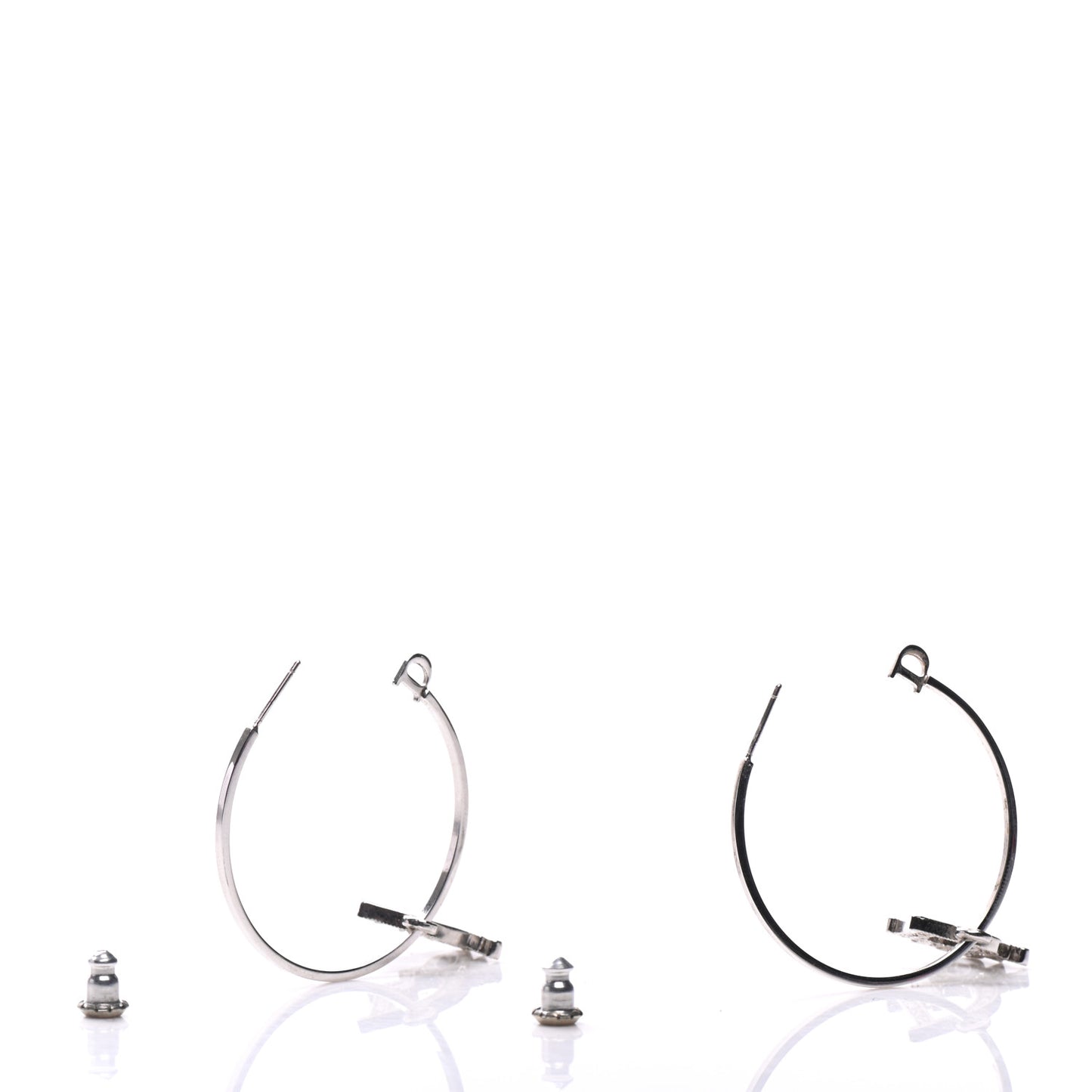 Crystal Logo Hoop Earrings Silver