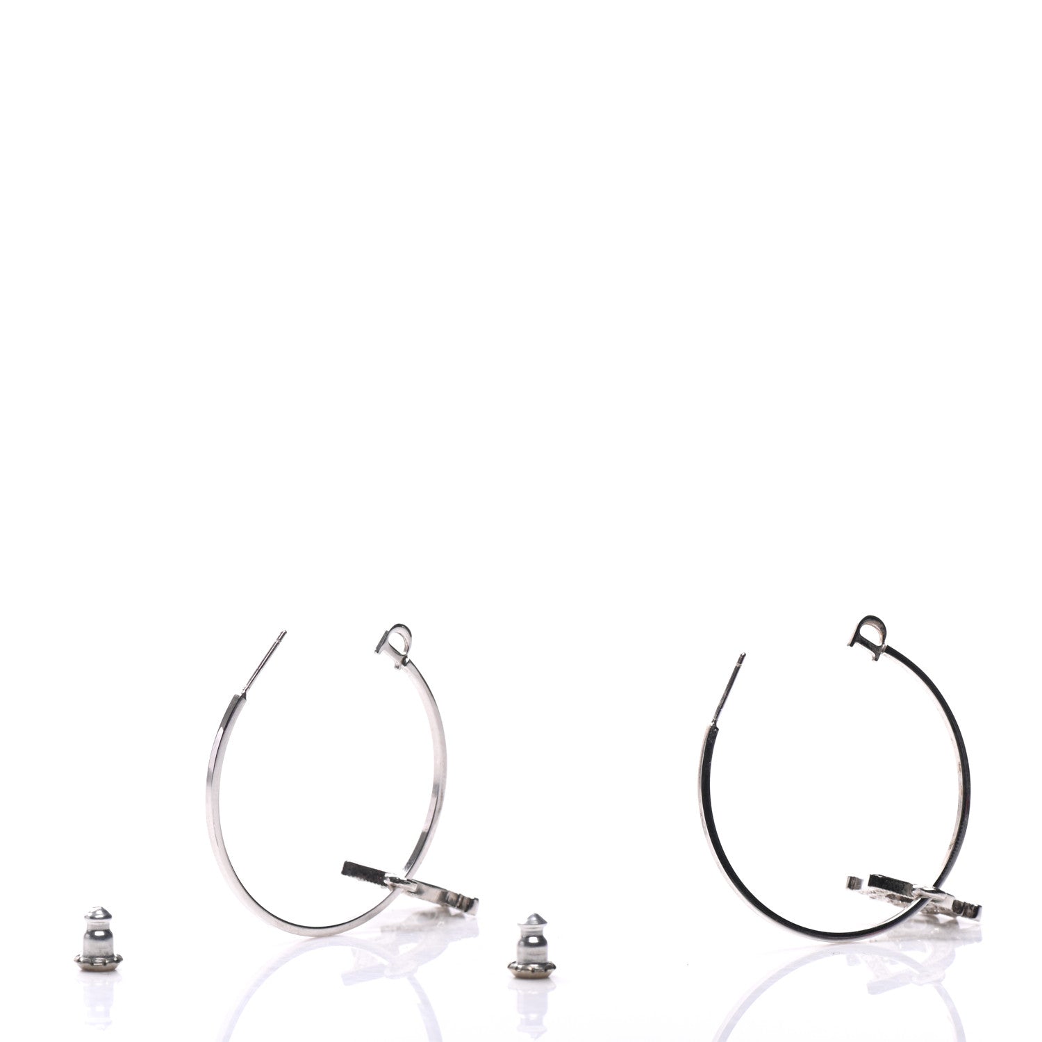 Christian Dior Crystal Logo Hoop Earrings Silver 3 of 5
