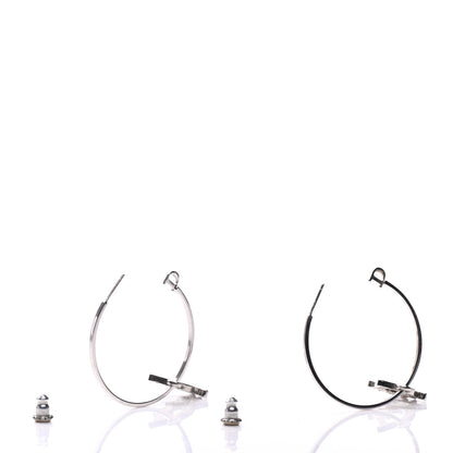 Christian Dior Crystal Logo Hoop Earrings Silver 3 of 5