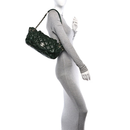 Chanel Lambskin Bubble Quilt Accordion Flap Dark Green 2 of 10