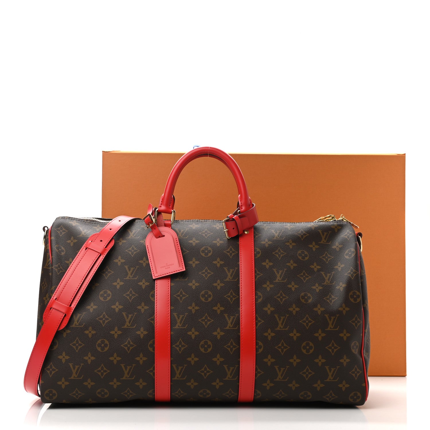 Louis Vuitton Calfskin Monogram Keepall Bandouliere 50 Coquelicot 11 of 11