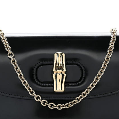 Gucci Shiny Calfskin Small Bamboo Night Bag Black 8 of 10