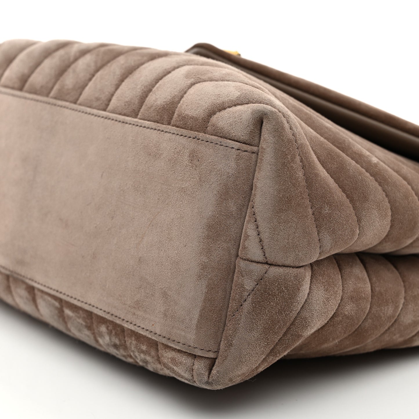 Suede Y Quilted Monogram Medium Loulou Chain Satchel Taupe