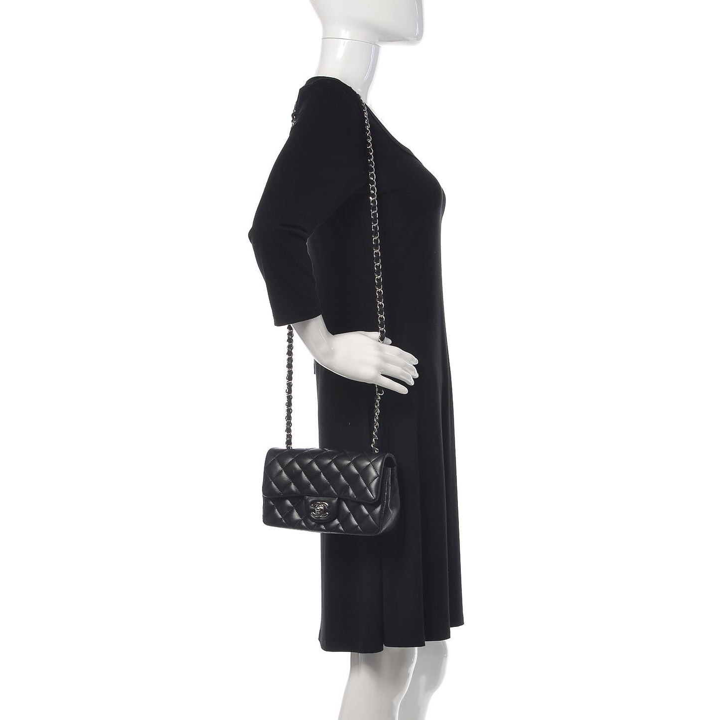Lambskin Quilted Mini Rectangular Flap Black