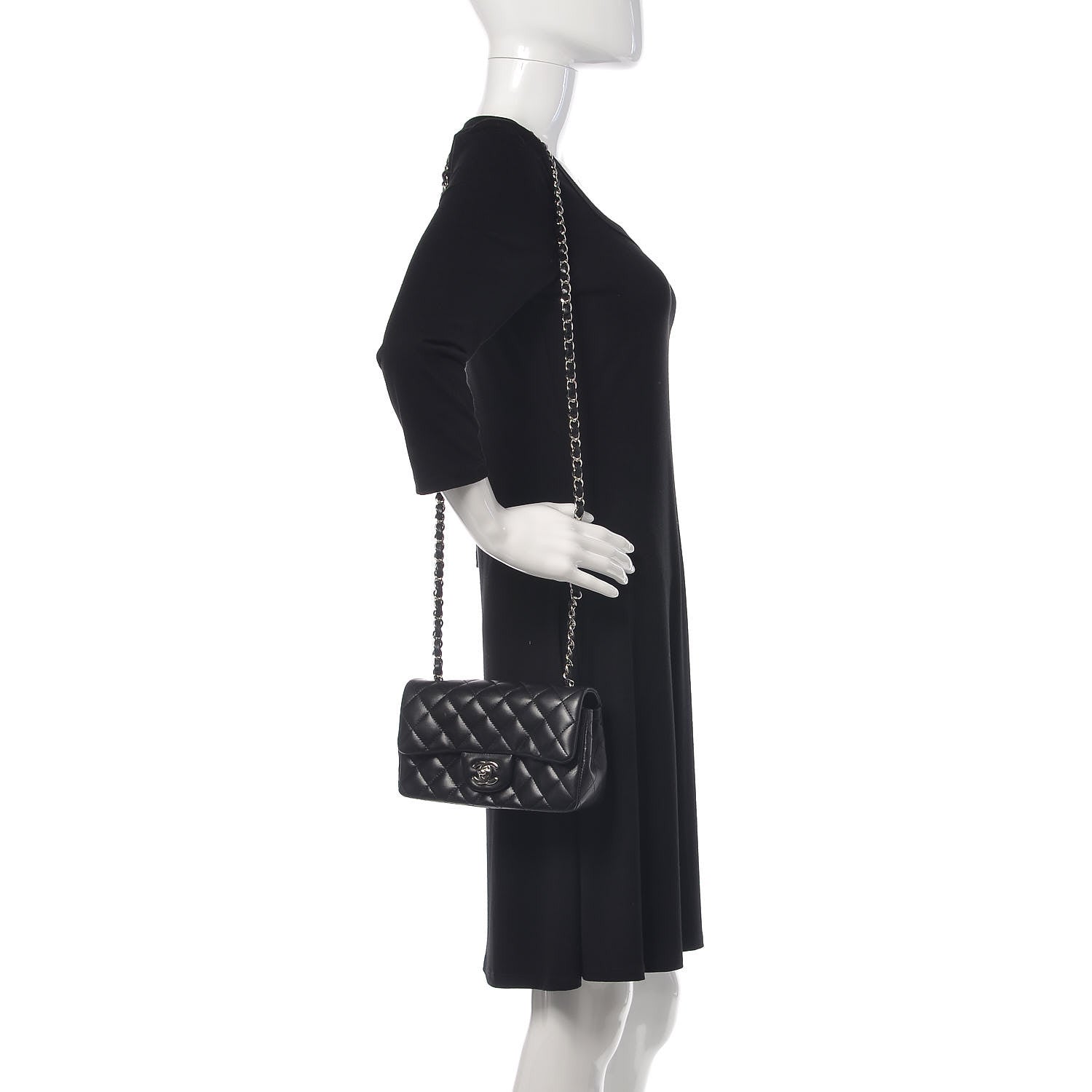 Chanel Lambskin Quilted Mini Rectangular Flap Black 2 of 10