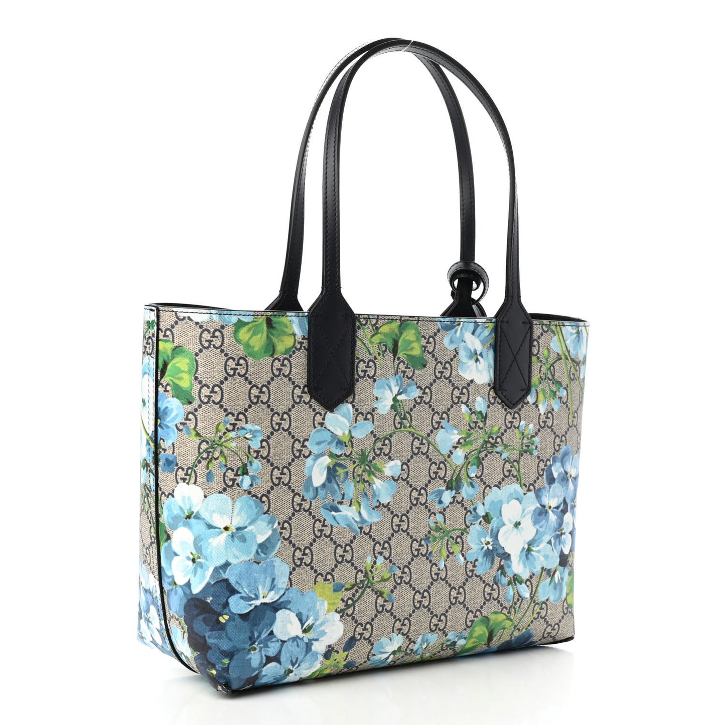 GG Supreme Monogram Blooms Small Reversible Tote Beige Blue Navy