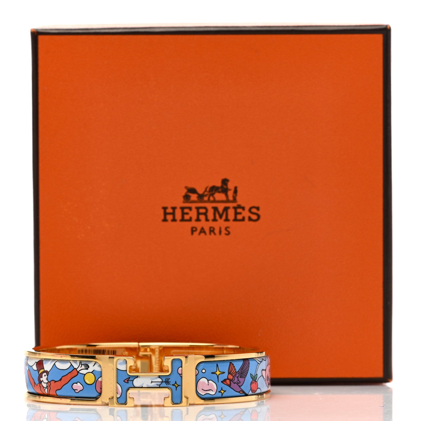 Enamel Printed Dans Les Nuages Narrow Clic Clac H Bracelet PM Flamboyante