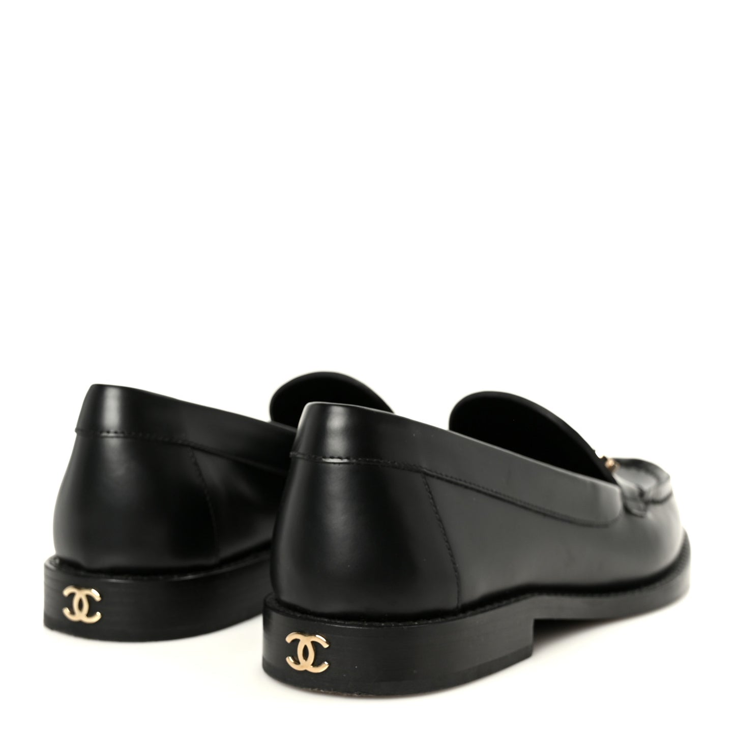 Calfskin Crystal CC Mocassin Loafers 36 Black