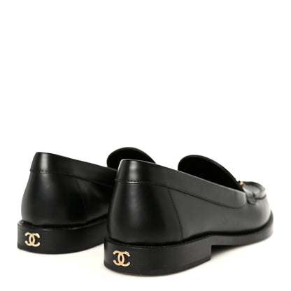 Chanel Calfskin Crystal CC Mocassin Loafers 36 Black 5 of 10
