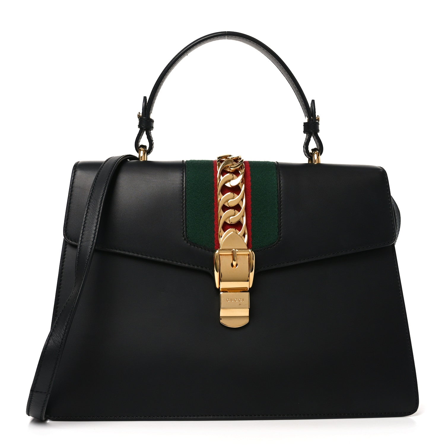 Gucci Calfskin Medium Sylvie Top Handle Bag Black 1 of 9