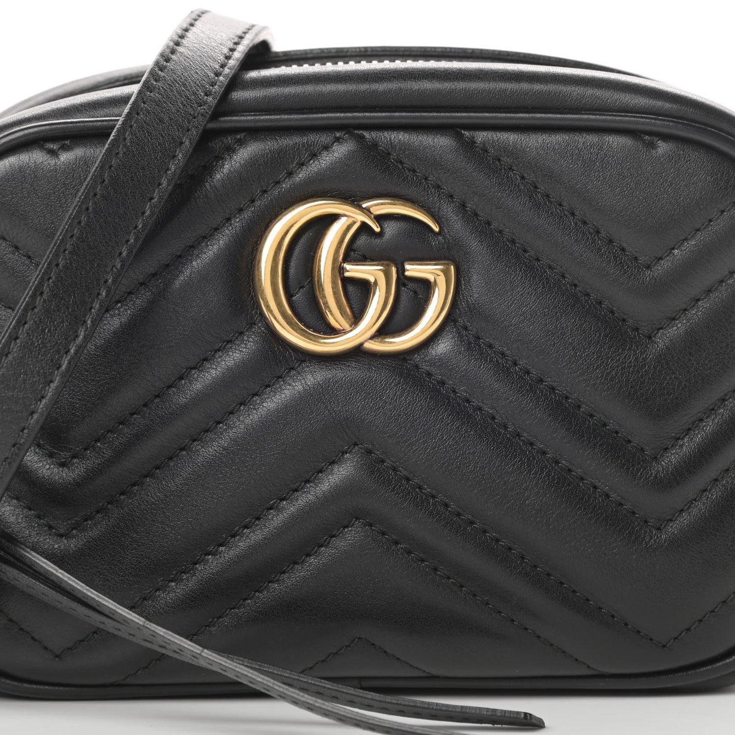 Calfskin Matelasse Mini GG Marmont Chain Shoulder Bag Black