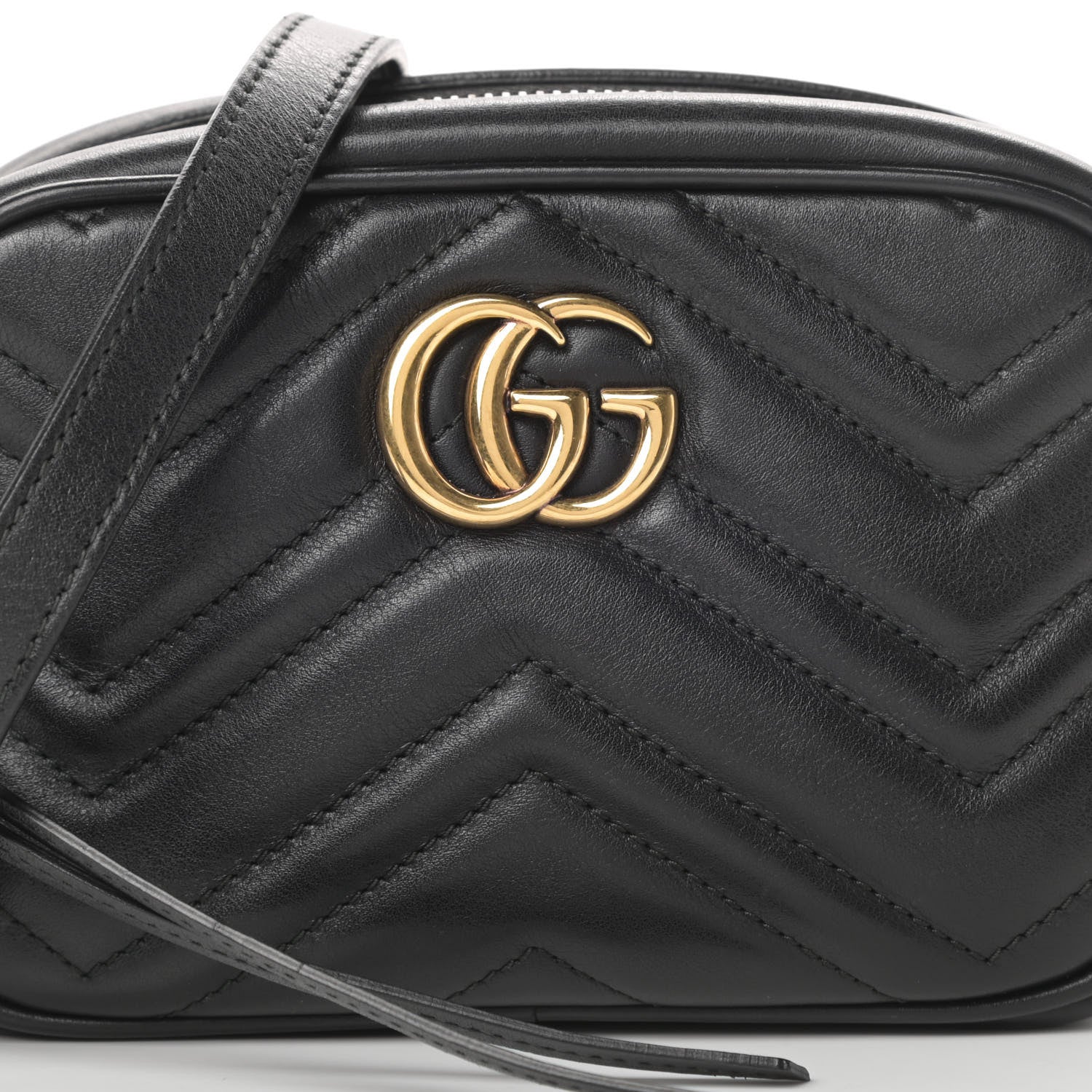 Gucci Calfskin Matelasse Mini GG Marmont Chain Shoulder Bag Black 8 of 10