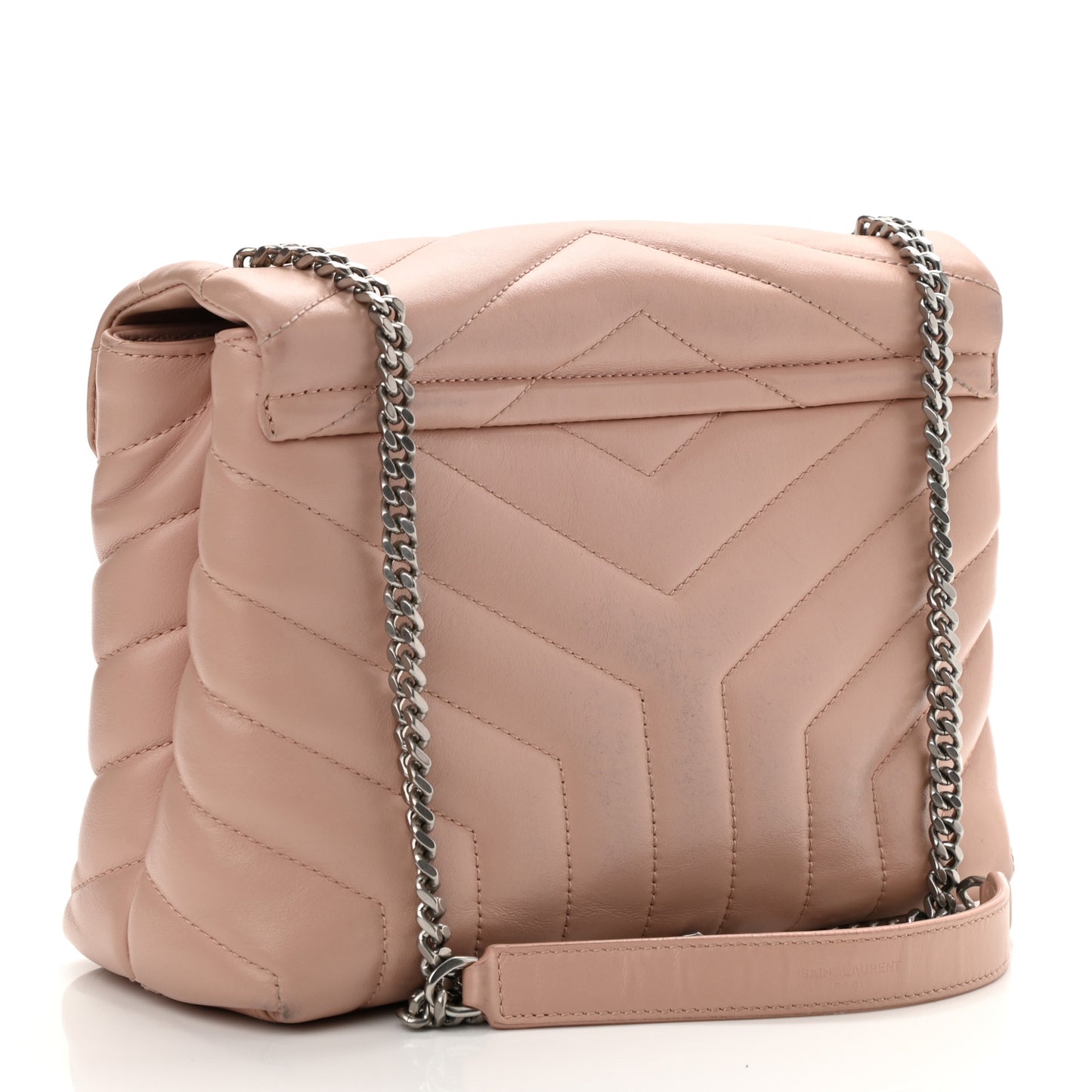 Calfskin Y Quilted Monogram Small Loulou Chain Satchel Pale Blush