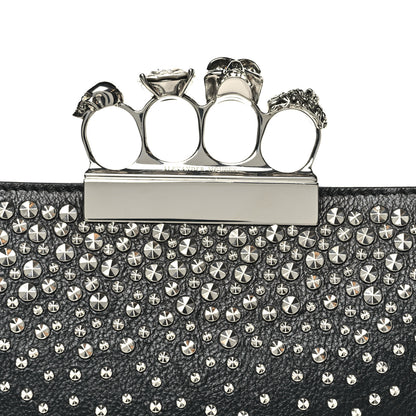 Alexander McQueen Calfskin Studded Knuckle Flat Clutch Black Silver 7 of 7