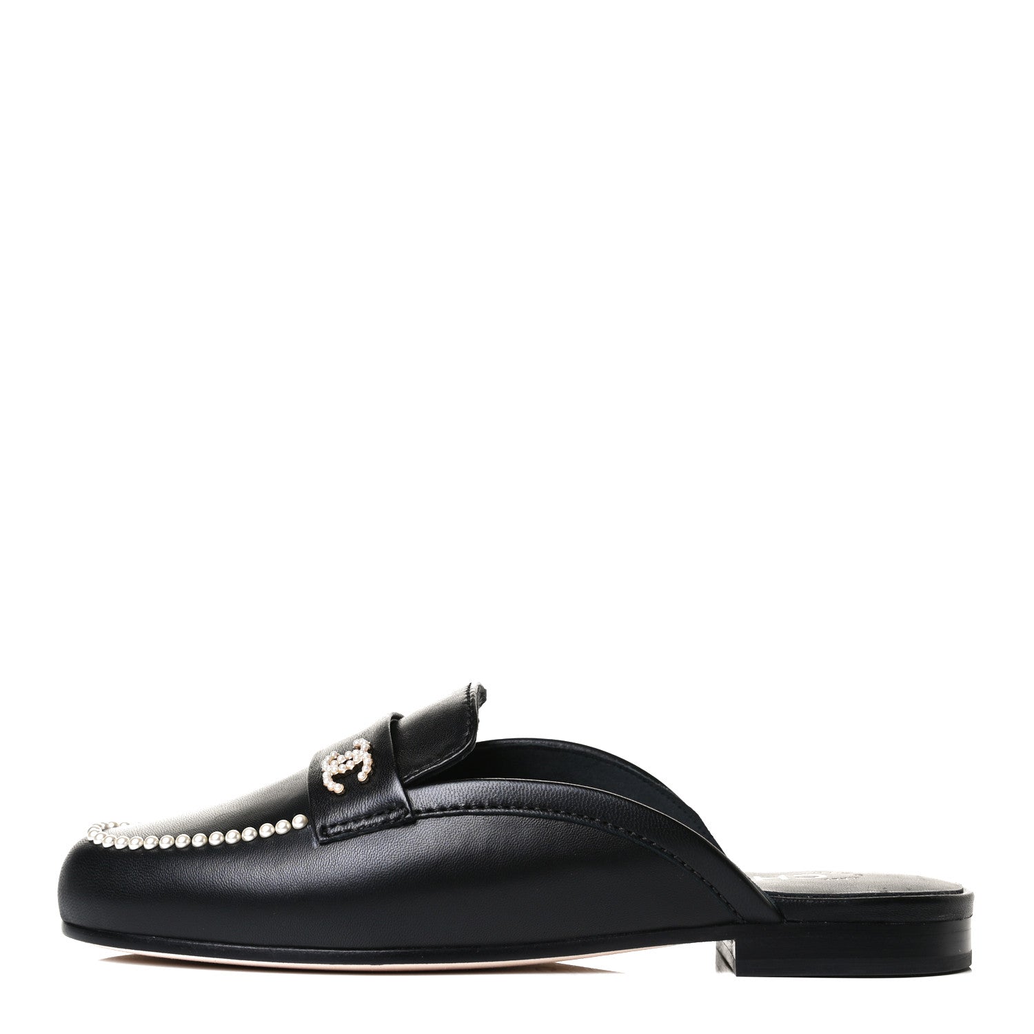 Chanel Lambskin Pearl CC Mules 36 Black 1 of 11