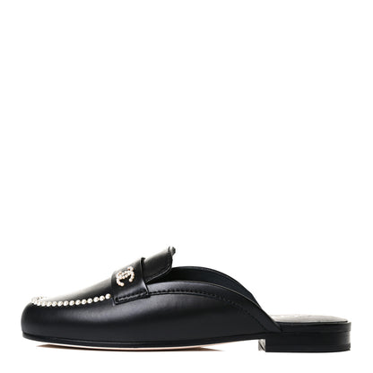Chanel Lambskin Pearl CC Mules 36 Black 1 of 11
