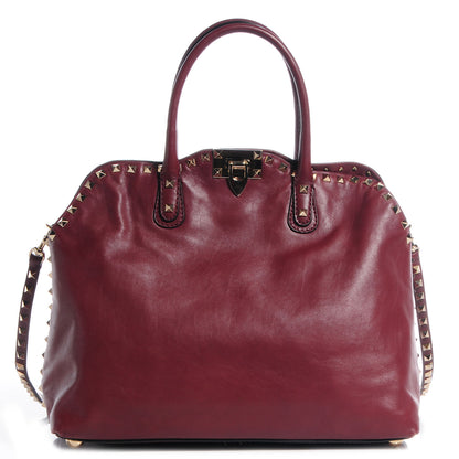 Valentino Garavani Vitello Rockstud Dome Satchel Red 1 of 9