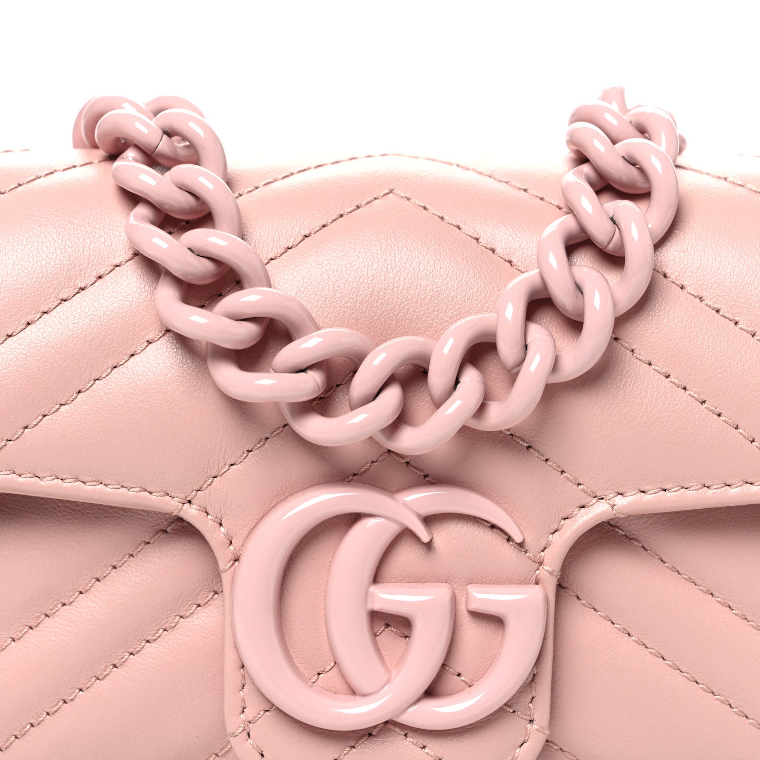 Gucci Calfskin Matelasse Monochrome GG Marmont Chain Belt Bag Perfect Pink 8 of 10
