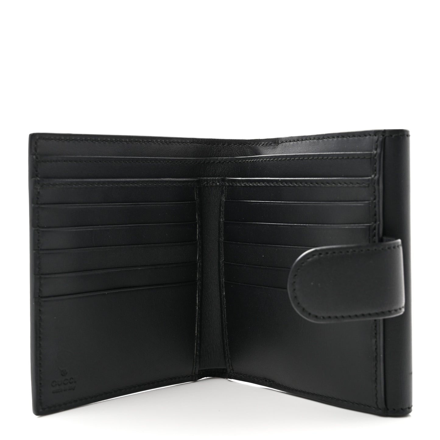 GG Supreme Monogram Pearl Studded French Wallet Black